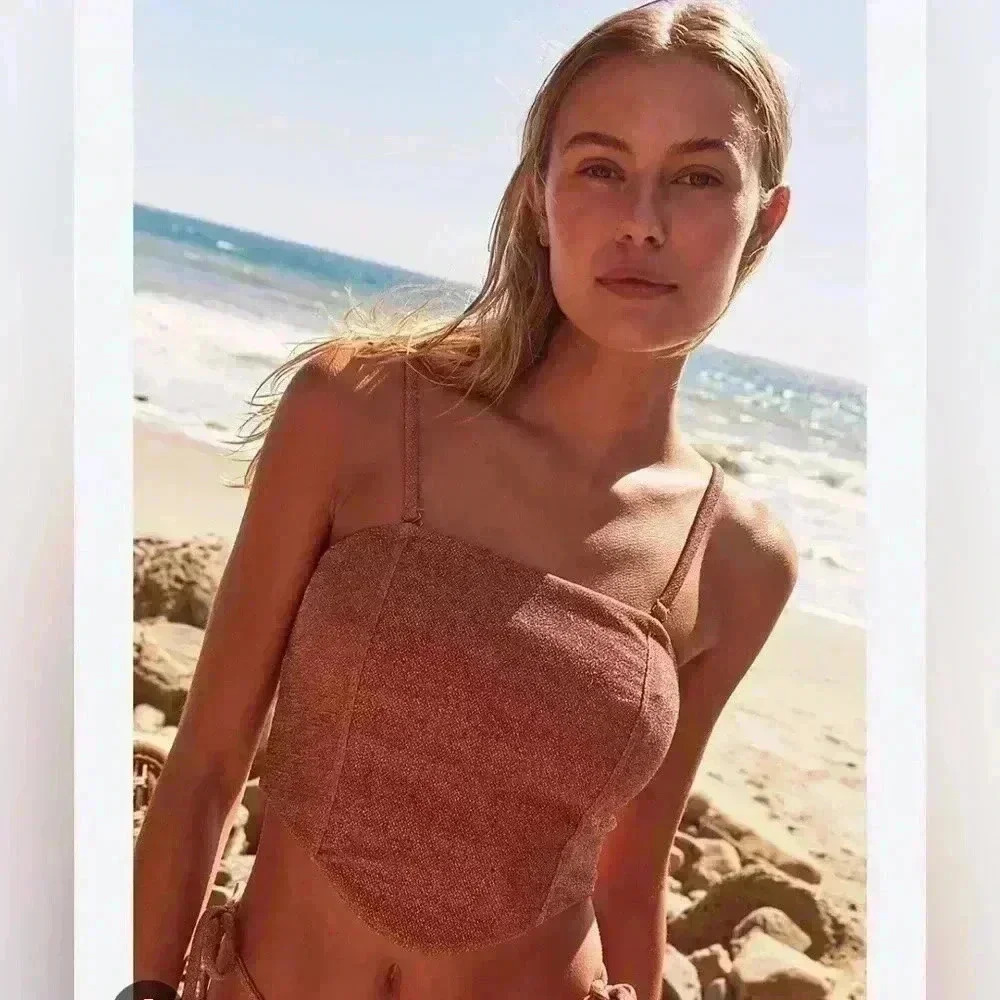 NWT Beach Riot x Free People Daphne Top Shimmer Bronze SMALL